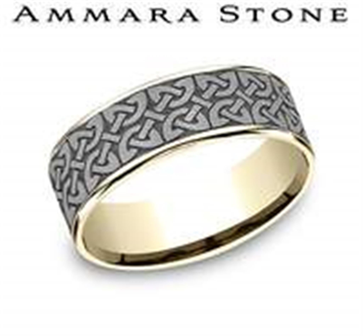 Ammara Stone 7.5mm Tantalum Band with Quaternary Knot Pattern