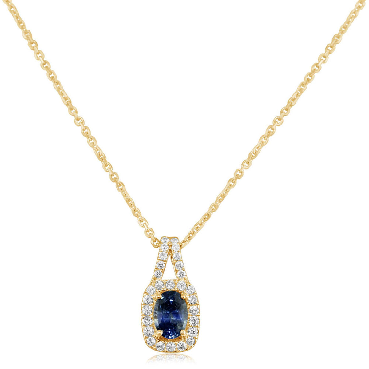 14Kt Yellow Gold Halo Gemstone Pendant With 0.61ct Sapphire