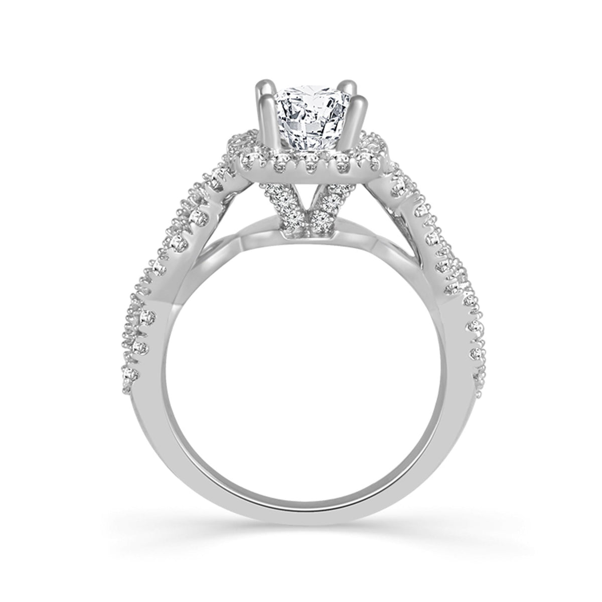 14Kt White Gold Infiity Weve Halo Engagement  Set With 2.00ctwt Natural Diamonds