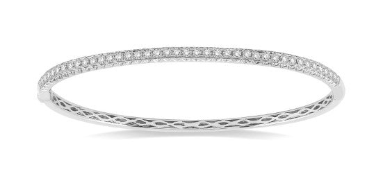 14Kt White Gold Bangle Bracelet With 1.00cttw Round Natural Diamonds