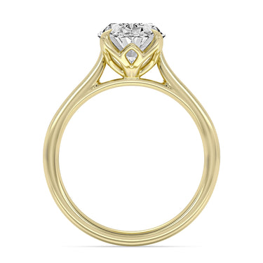 Centurion Collection 14Kt Yellow Gold Solitaire Tulip Crown Cathedral Engagement Ring with 3ct 100-Faceted Lab-Grown Oval Center Diamond