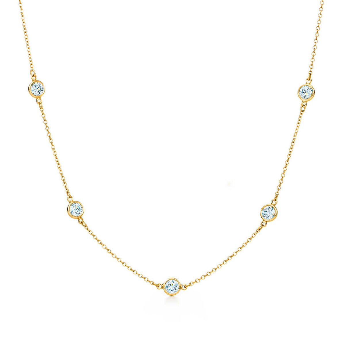 14Kt Yellow Gold Milestone Station Necklace With 1cttw Natural Diamonds