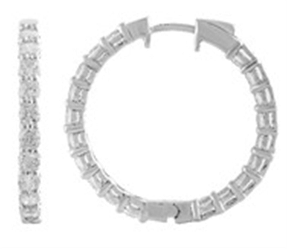 14Kt White Gold Round Hoop Earrings With 8.00cttw Lab-Grown Diamonds