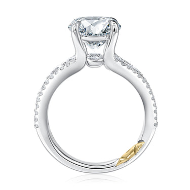 A. Jaffe Round Center Diamond Engagement Ring Mounting with Bezel and Prong Set Band