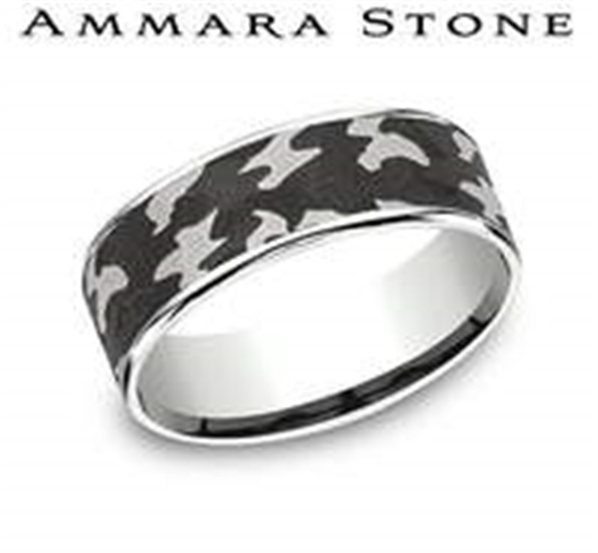 Tantalum  14Kt Gray  White Ammara Stone Band