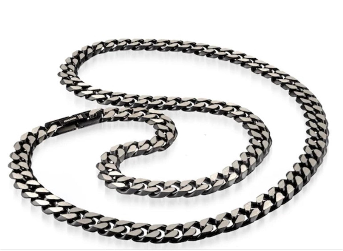 Italgem Steel Black 8.6mm Cuban Link Necklace