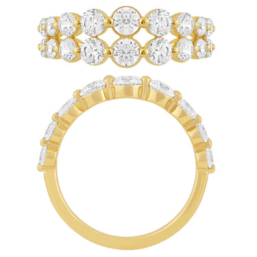 14Kt Yellow Gold Double-Row Vanessa 2.09cttw (H Color - SI1 Clarity) Diamond Fashion Band