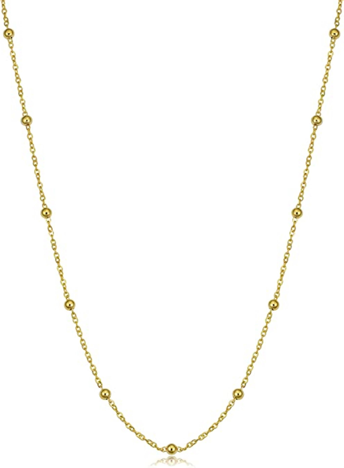 20" 14Kt Yellow Gold Flat Cable Link Saturn Necklace