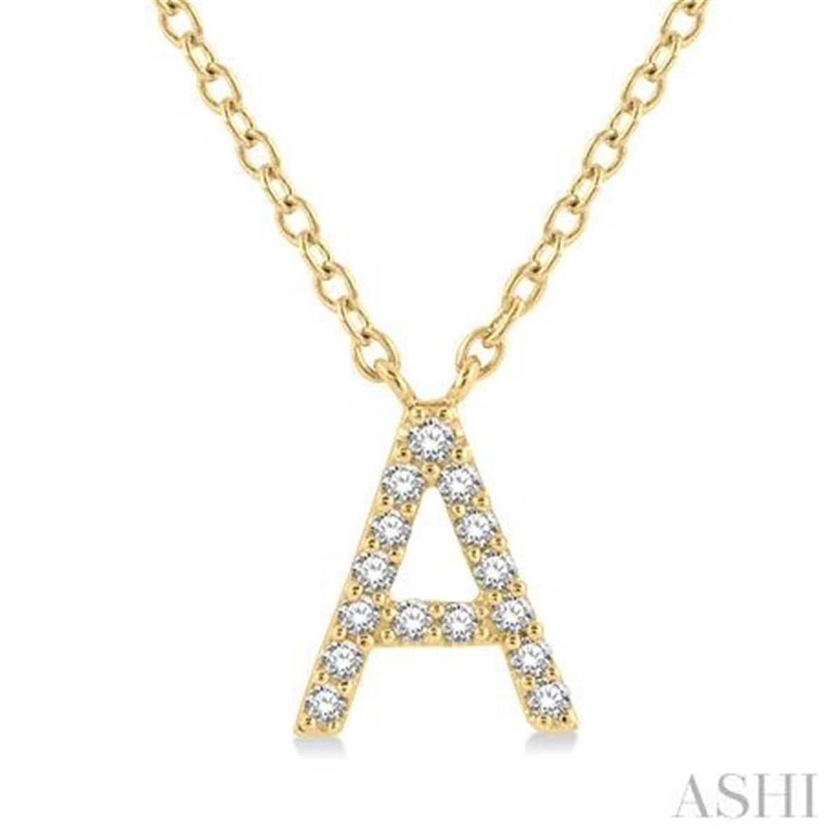 10Kt Yellow Gold Initial A Pendant with 0.05cttw Natural Diamonds