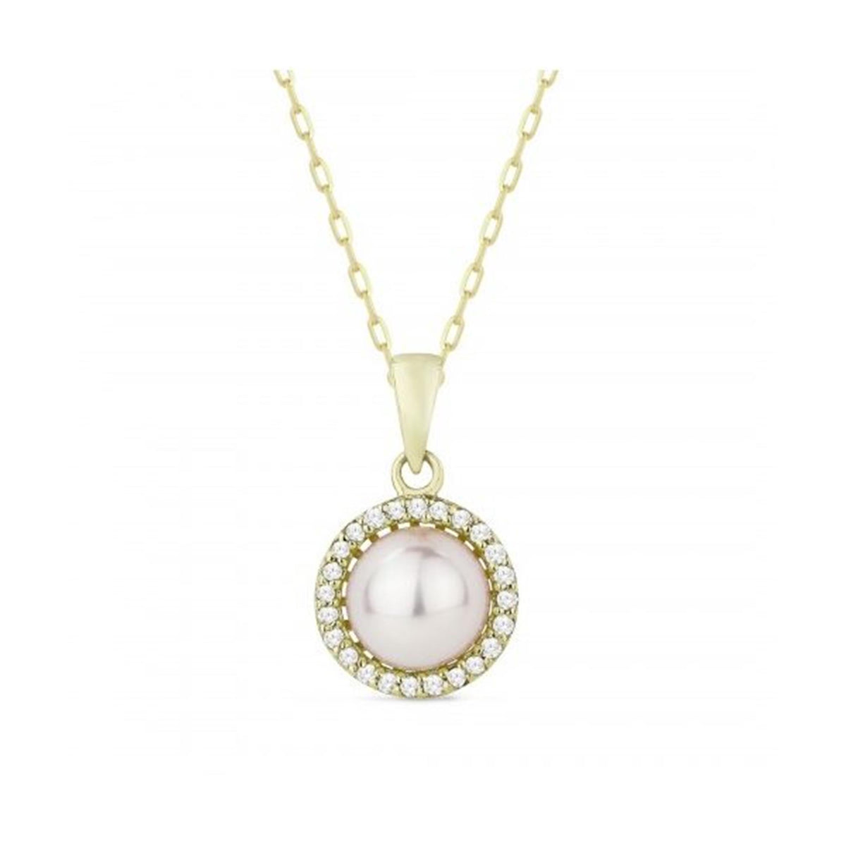 14Kt Yellow Gold Halo Pendant With mm Fresh Water Cultured Pearl