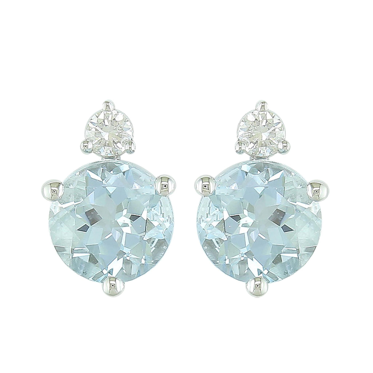 14Kt White Gold Classic Stud Earrings With 0.79ct Aquamarine
