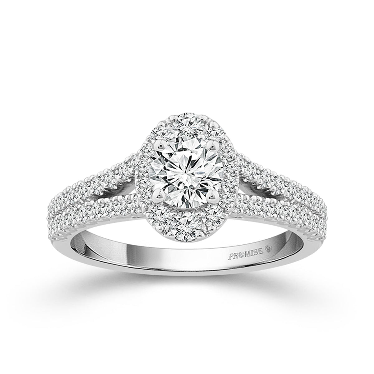 14Kt White Gold Split Shank Engagement Ring With 0.37ct Natural Center Diamond