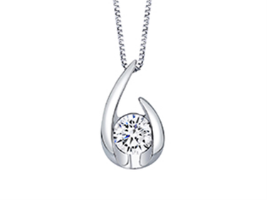 10Kt White Gold Hooked On Love Solitaire Pendant With .10cttw Natural Diamond