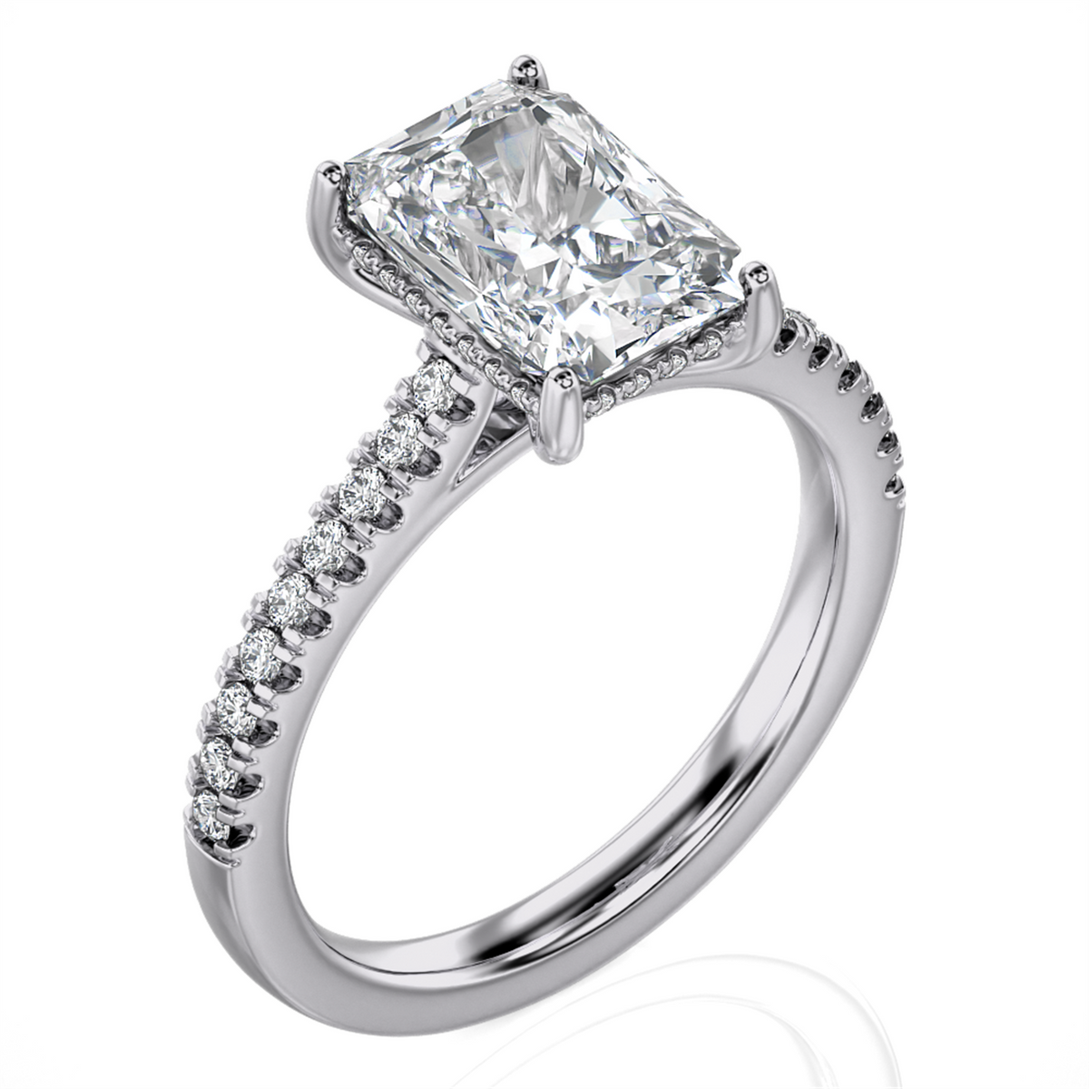 Lasker's Big Rocks Collection Hidden Halo Ring in 14Kt White Gold with Lab Grown Center Diamond