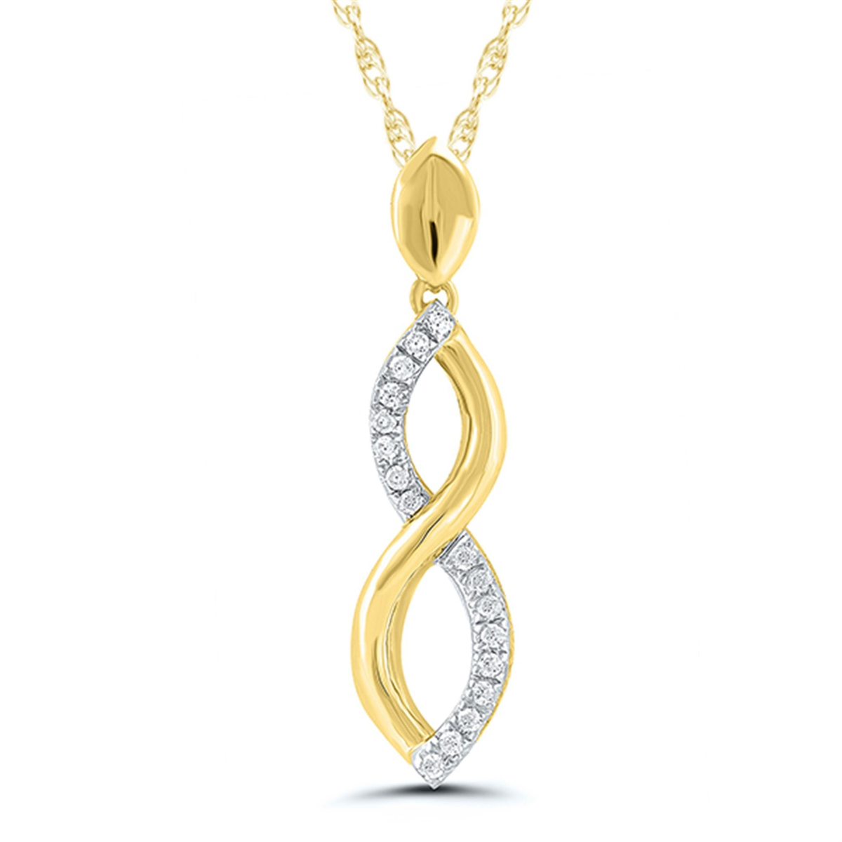 10Kt Yellow  White Gold Infinity Pendant 0.05cttw Natural Diamonds