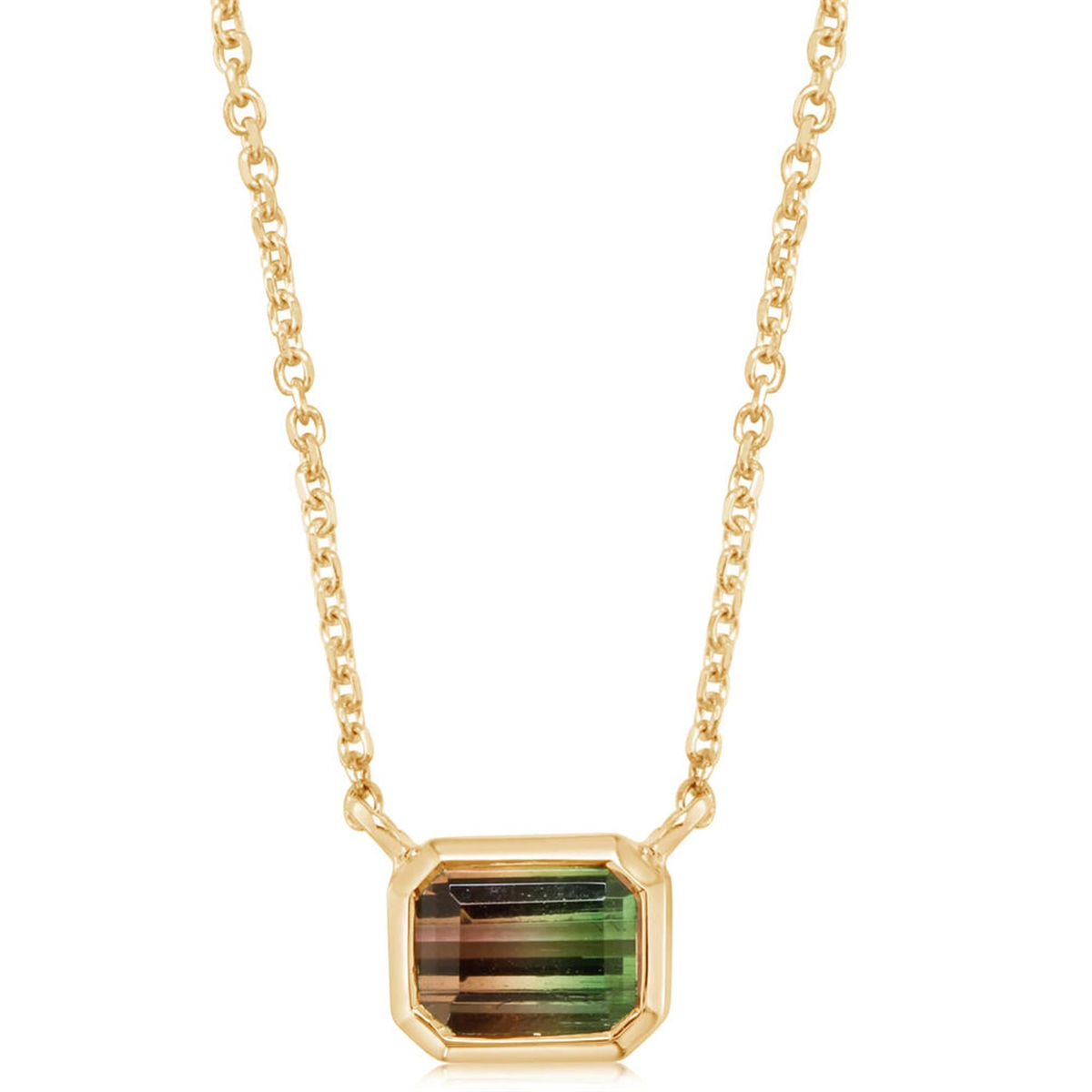 14Kt Yellow Gold 1 Ct Bi-Color Tourmaline Necklace