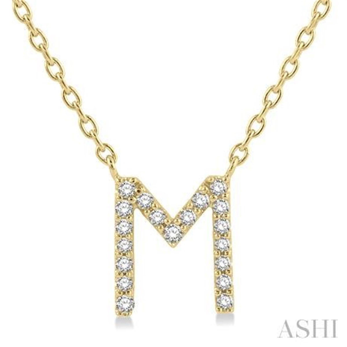 10Kt Yellow Gold Initial M Pendant with .05cttw Natural Diamonds