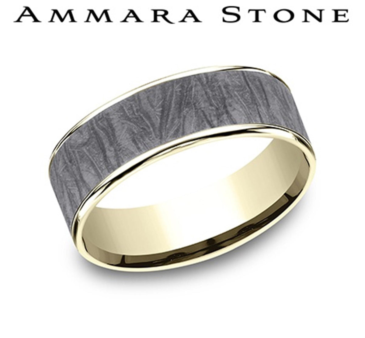 Tantalum & 14Kt Gold Band With Fabric Flow Texture