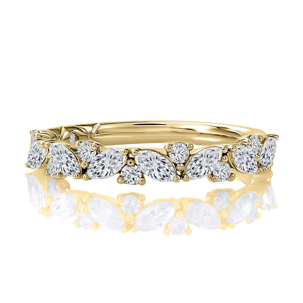 A.Jaffe Unique Scattered Anniversary Band with Alternataing 
Round and Marquise Diamonds