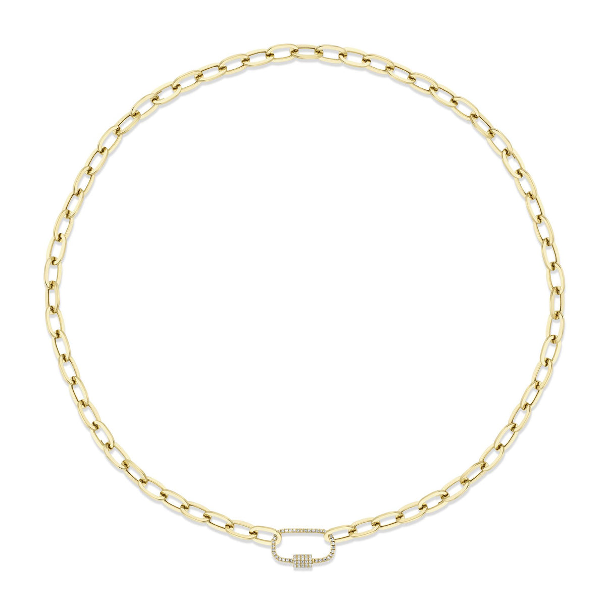 Shy Creation 14Kt Yellow Gold Paperclip Necklace With Toggle  Clasp Featuring Natual Diamonds