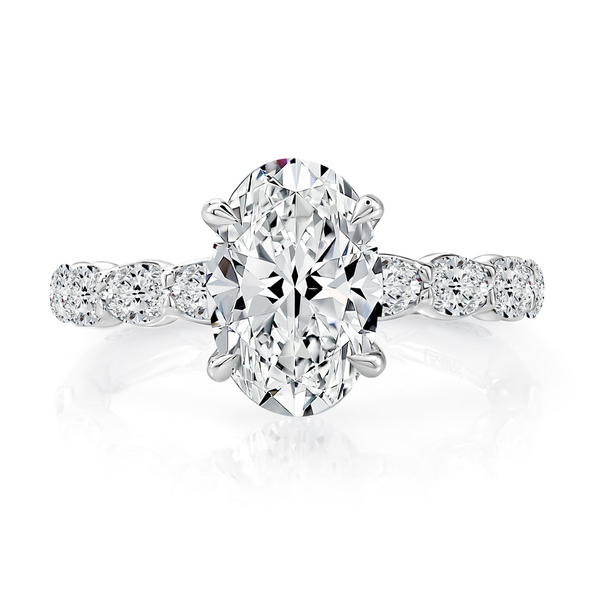 A.Jaffe 14Kt White Gold Diamond Euro-Shank Engagement Ring