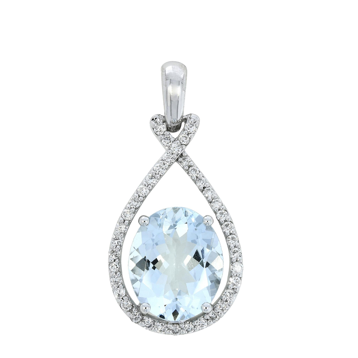 14Kt White Gold 2.81Ct Aquamarine Diamond Pendant