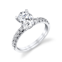 Pure Lasker Platinum Collection Prong Set Natural Diamond and Hidden Halo Engagement Ring Mounting - Oval Center Stone Sold Separately