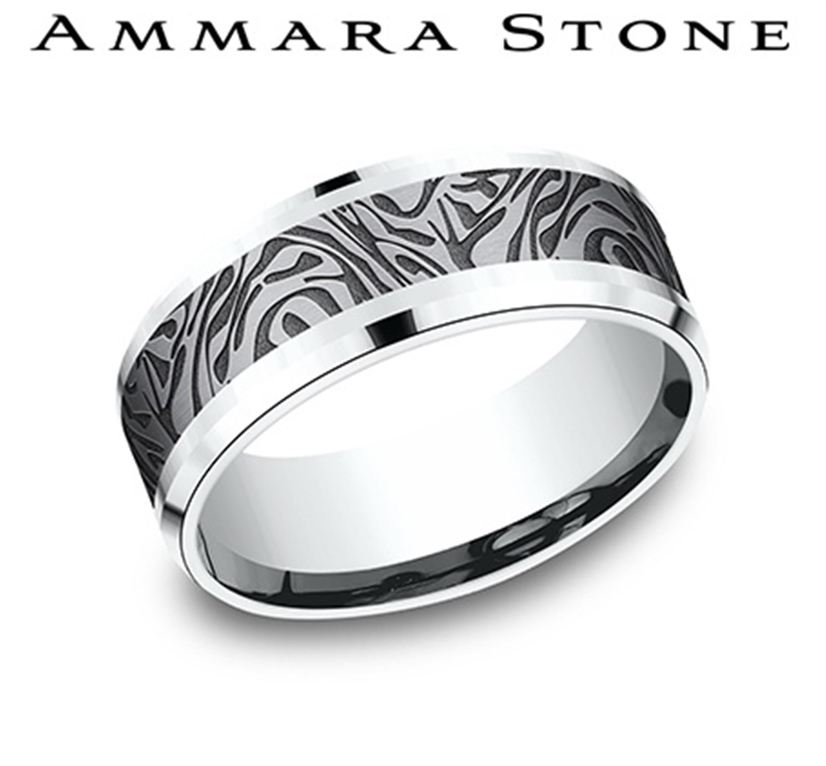 Tantalum  14Kt Black  White Ammara Stone Band