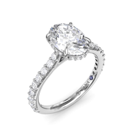 FANA 14Kt White Gold Pave Ring Mounting - Oval Center Stone Sold Separately