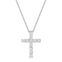 Shy Creation 14Kt White Gold Cross Pendant With .32cttw Natural Diamonds