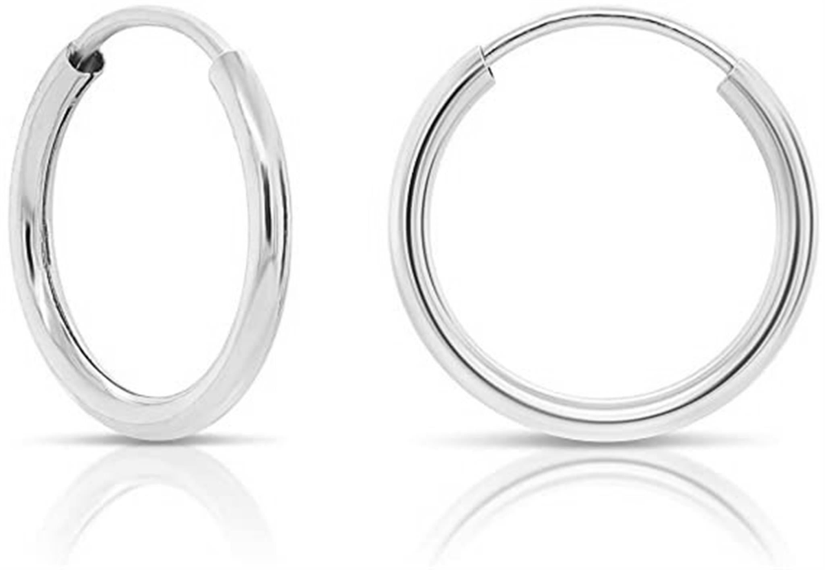 14Kt White Gold 26x3mm Round Hoop Earrings