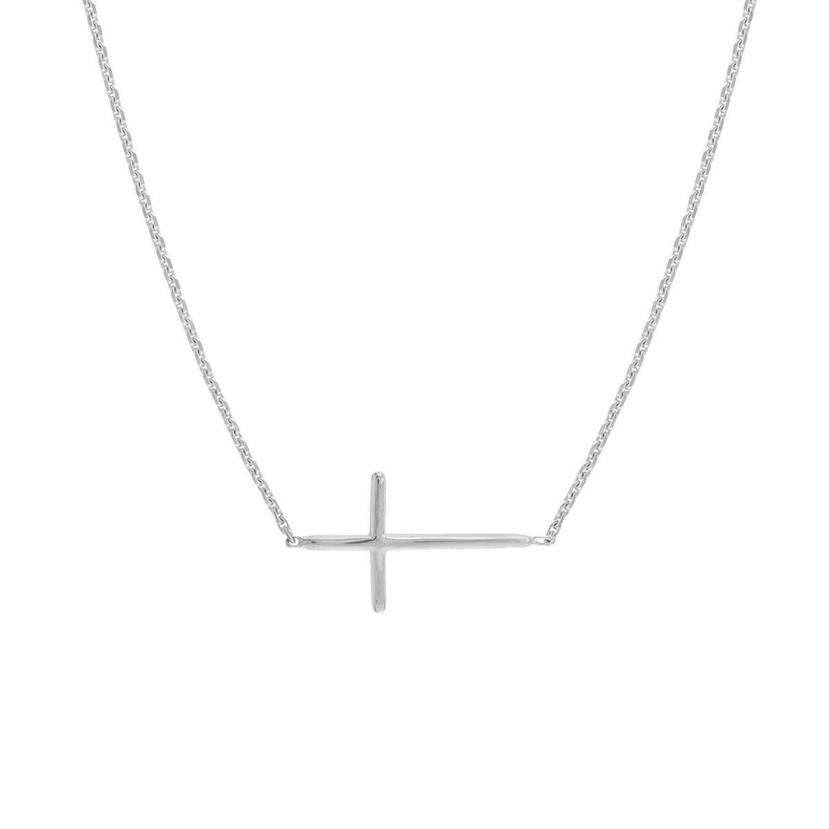 14Kt White Gold East-West Cross Pendant