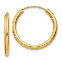 10Kt Yellow Gold 20mm Endless Hoop Earrings