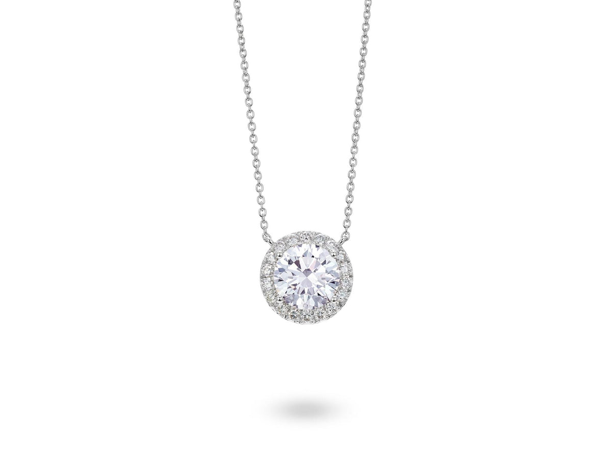 14Kt White Gold Halo Pendant With 2.00cttw Lab-Grown Diamonds