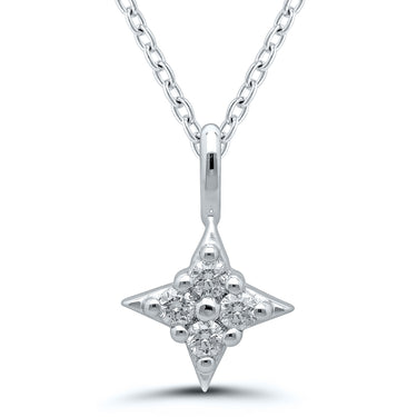 Sterling Silver Star Of Hope Pendant With 4 Round Diamonds Totaling .20cttw
