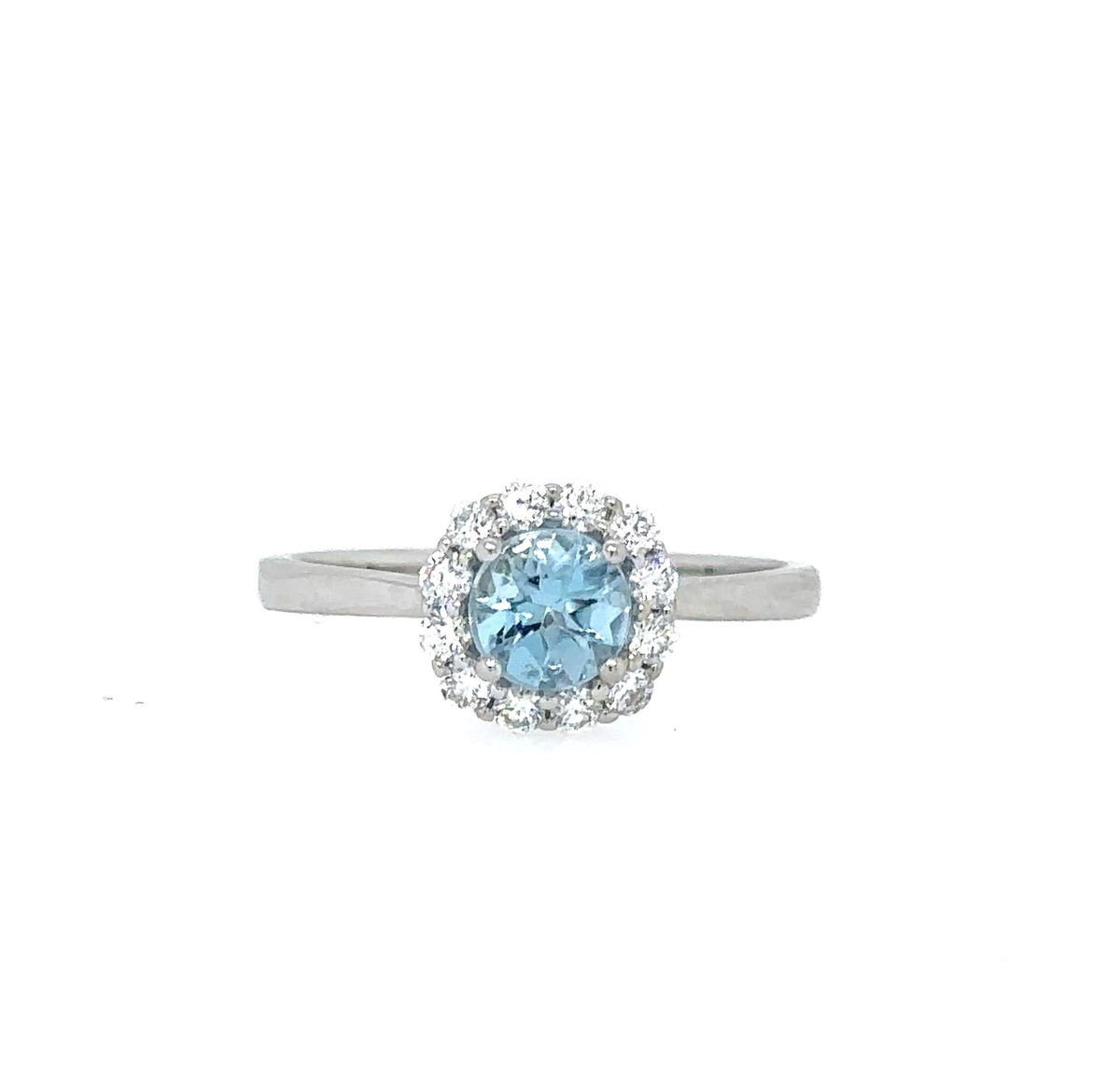 14Kt White Gold 'Center Of My World' Aquamarine Ring