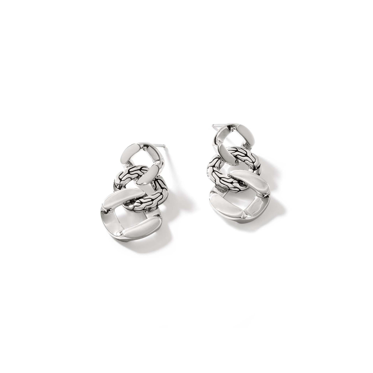 John Hardy Silver Curb Link Drop Eearring