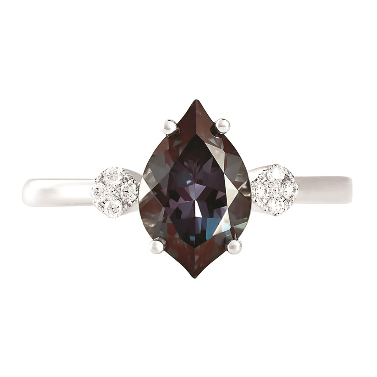 14Kt White Gold Ring With 2.10ct Chatham Created Alexandrite