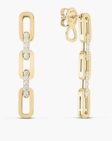 Roberto Coin 18Kt Yellow Gold Navarra 3 Link 0.43cttw Diamond Dangle Earrings