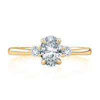 A. Jaffe Three-Stone Engagement Ring Mounting in 14K Yellow Gold
