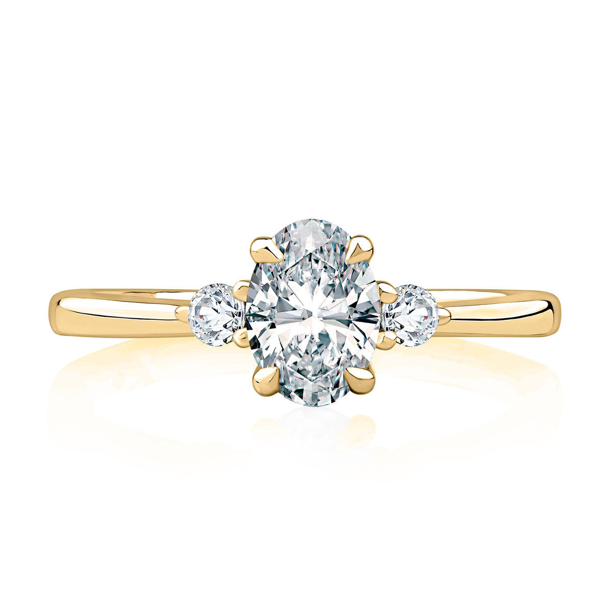 A. Jaffe Three-Stone Engagement Ring Mounting in 14K Yellow Gold