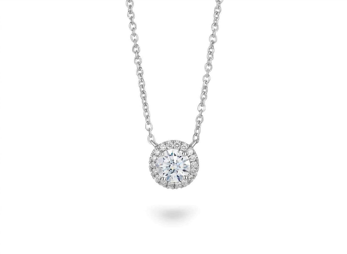 14Kt White Gold Halo Pendant With 1.00cttw Lab-Grown Diamonds