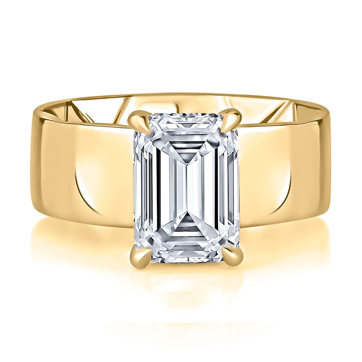 A.Jaffe Diamond Solitaire Ring with Emerald-Shape Center Diamond And A Double Hidden Halo