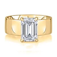 A.Jaffe Diamond Solitaire Ring with Emerald-Shape Center Diamond And A Double Hidden Halo