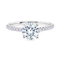 14Kt White Gold Classic Prong Engagement Ring Mounting With 0.20cttw Natural Diamonds