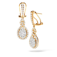 Lasker Couture 18Kt Yellow and White Gold Fiori Oval Intertwined Dangle Earrings