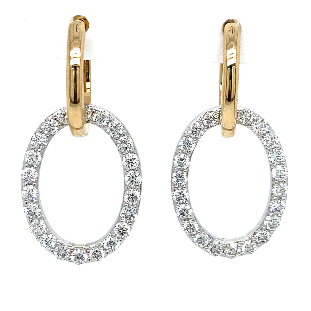 14Kt Yellow Gold Dangle Earrings with 1.31cttw Natural Diamonds