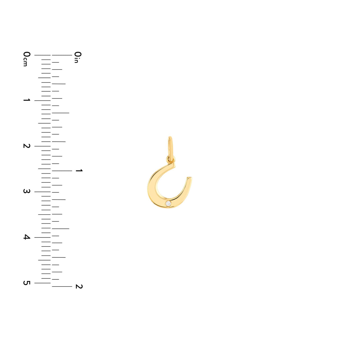 14Kt Yellow Gold Horshoe Pendant with Accent Diamond