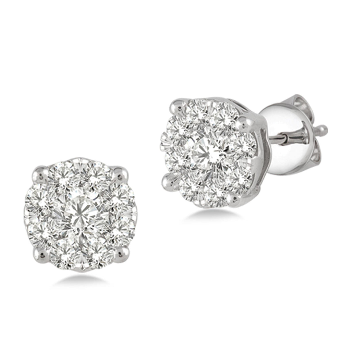 Lovebright 14Kt White Gold Stud Earrings With 1.00cttw Natural Diamonds
