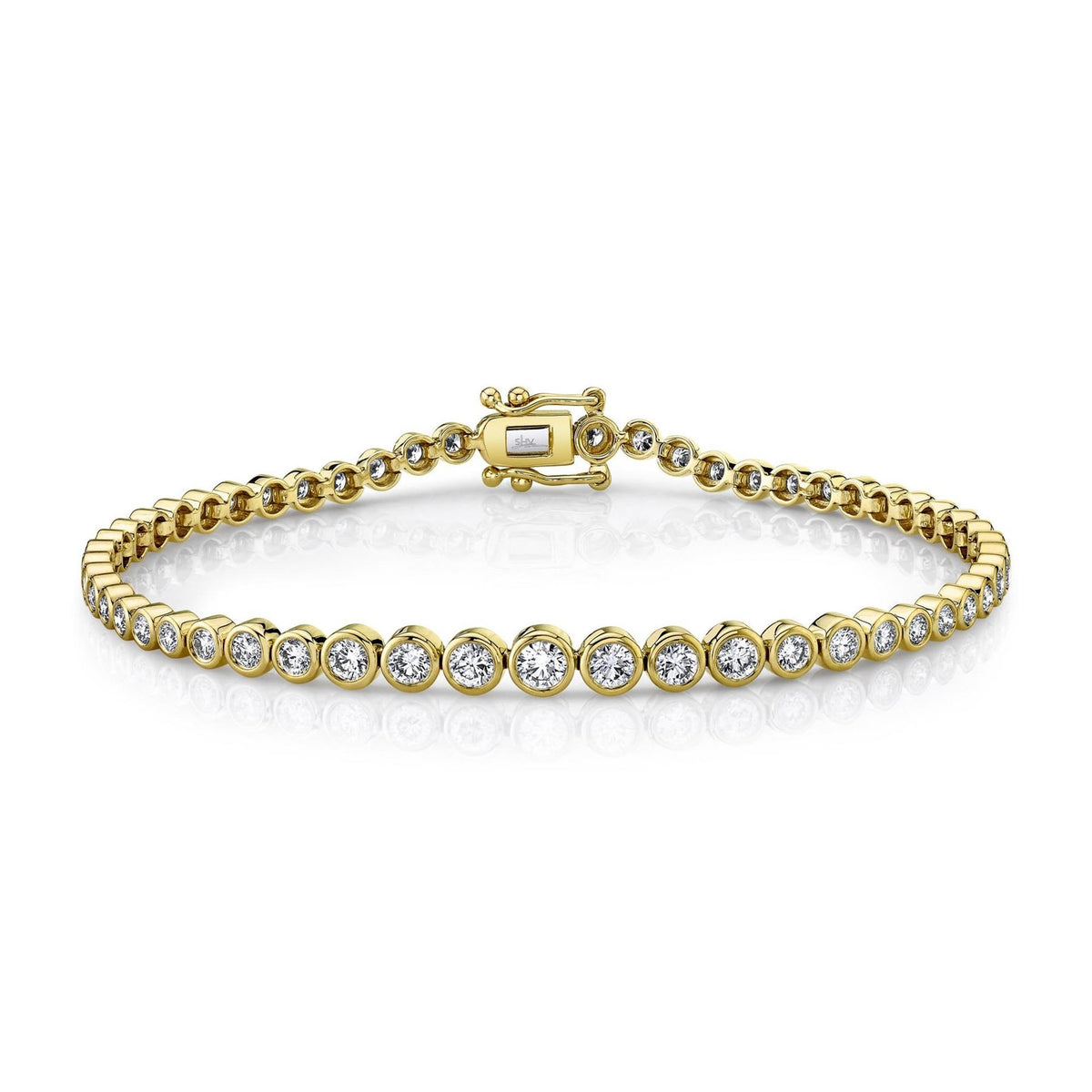 Shy Creation 14Kt Yellow Gold Bezel Set Bracelet With 1.90cttw Natural Diamonds
